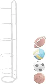 Vertical Basketball Ball Storage Rack, 5 Tier Freestanding Football Stand Ball Holder Sports Equipment Storage for Garage, Basketball Organizer Rack with Basket, Sports Gear Storage