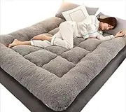 Japanese futon Mattress, Extra Thick Fluffy Floor futon Mattress, Flexible and Skin-Friendly Fluffy roll-up Sleeping pad, Portable Sleeping pad for Camping Hotel Travel(Gray,90x200cm)