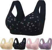 [ONLYSTORY] Daisy Bras for Older Women No Underwire Front Closure Comfort Senior Wireless Snap Closing Bra