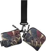 [XYMZR] Mini Zip Around Wristlet keychain Wallet Texture American Football for Women Personalized Pattern Detachable Dual Pouch Wristlet Portable Wallet Phone Coin Purse, Multi-colored, One Size