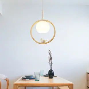 床頭玻璃小吊燈北歐餐廳吧台創意小鳥燈日式侘寂風原木壁燈