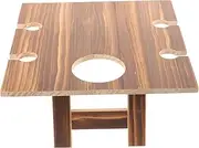 BESPORTBLE Wooden Picnic Table Portable Outdoor Wine Table for Camping Lightweight Folding Wine Rack for Picnics and Outdoor Gatherings Easy to Carry and Use