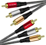 Audio Video RCA Cable 12 ft,Yeung Qee 3RCA Male to 3RCA Male Composite AV Cable Compatible with Set-Top Box,Speaker,Amplifier,DVD Player and More (12FT/4M)