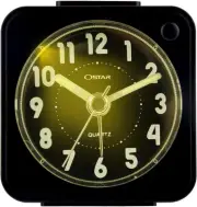 OSTAR Small Travel Alarm Clock Quartz Silent Snooze Lighted Square Tiny Black