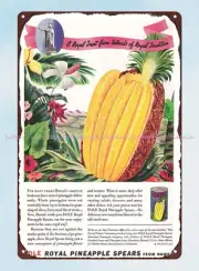 office bar interior home garden 1936 Dole Pineapple Spears ad tin sign