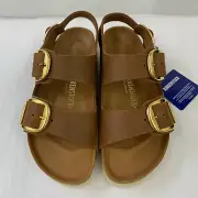 Birkenstock New w/ Box Milano Big Buckle Cognac Oiled Leather Exquisite Narrow