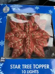 poinsettia Glittered Star Tree Topper