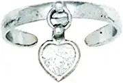 [JewelryWeb] 14k White Gold CZ Simulated Diamond Adjustable Love Heart Drop Body Jewelry toe ring-toe ring for Women