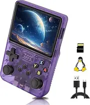 QIQIAZI R36S Retro Handheld Game Console with 128G Built-in 20000+ Classic Games, Open Source Linux System 3.5 Inch IPS Screen Portable Pocket Video Player (Purple)