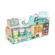 Wooden Coffee Shop Play Set with Espresso Maker and 35 Food Accessories