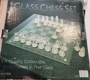 Glass Chess Set Frosted and Clear 14” X 14” Westminster brand new inbox