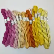 Lot 14 100% Linen AFE Embroidery Floss Thread Japan Pink Orange Yellow Japanese