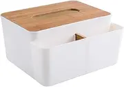 Rectangular Tissue Box Holder, Multifunction Facial Tissue Dispenser for Dining Room, Kitchen, Bedroom, Home Décor (White)