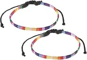 [TABANA] LGBT Rainbow Pride Anklet Wristband Bracelet Adjustable Handmade Cotton Braided LGBTQ String Wrap Bangle Pride Month Accessories Gift for Gay Lesbian Bisexual Transgender