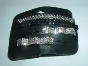 6 Art Deco 3" Black and White Rhinestone Bobby Pins New w Tag