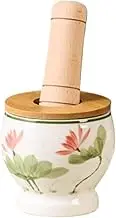 Traditional Grind, Old-Fashioned Pestle Set Garlic Mortar Household Garlic Pounder Ceramic Grinding Pounder Medicine Grinder Masher
