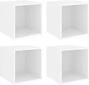 vidaXL 4X Wall Cabinets Home Organiser Living Room Storage Hanging Wall-Mounted Floating Cabinet Furniture Shelf White Engineered Wood