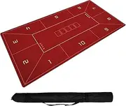TX GIRL 180 * 90cm Poker Layout Texas Holdem Tablecloth Portable Poker Pad Thicken Non-Slip Rubber Back Side with Seat Line (Color : RED)