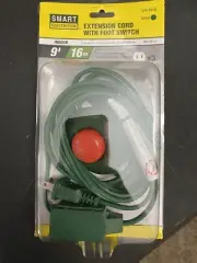 9' 16 gauge Outlet Green Indoor Extension On/Off Foot Switch Cord