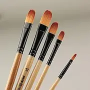 Artist Paint Brushes, Gouache Poster Colour Acrylic Watercolour, Hog Round Bristles, Set of 5