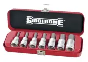 Sidchrome 7-PIECE METRIC 1/2'' DRIVE IN-HEX SOCKET SET SCMT14274 *Aust Brand