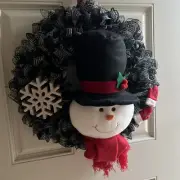 Christmas Winter Snowman Handmade Wreath Indoor Outdoor Deco Mesh 18 Inches