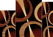 3 Pc. Set Home Dynamix Brown Circles Rings Stripes Geometric Area Rug 5194-502