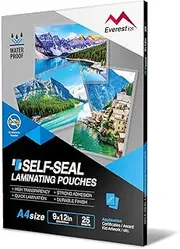 Everest Self Sealing Laminating Pouches, 10 Mils Thick, Gloss Finish, No Laminating Machine Needed (220 * 307, millimeters)
