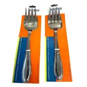 Stainless Steel Serving Forks Set of Two Large Buffett Style Silverware