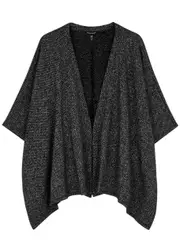 Eileen Fisher Knitted Cotton Cape - Dark Grey - S/M (UK10-12 / M) S/M (UK10-12 / M)