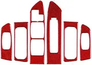 Trim Interior For Impreza STI 2002 2003 2004 Car Window Lift Switch Panel Button Panel Cover Trim Carbon Fiber Sticker(Color:Red,Size:LHD)