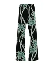Palm tree printed trousers L Black