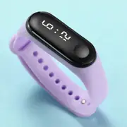 Kids Girls Boys LED Digital Display Gel Sport Wrist Watch Light Purple