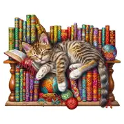 Wooden Puzzles for Adults, Snoozing Cat Wooden Jigsaw Puzzles for Adults, Lib...