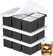 3 Pack Large Silicone Ice Cube Trays for Whiskey, Easy Release 2 inch Large Cube Ice Trays for Cocktail Whisky, Stackable Ice Cube Trays for Freezer with Leak Proof Removable Lid