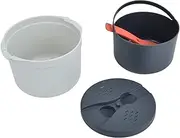 2L Microwave Rice Cooker Set, Food Grade PP Material Microwave Rice Maker with Spoon Lid, Strainer, Steaming Pot Rice Steamer for Home Office Use 7.3 X 7.3 X 5.1in (Orange)
