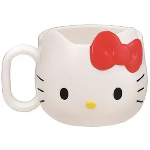 【小禮堂】HELLO KITTY 造型單耳美耐皿小水杯 兒童水杯 塑膠杯 240ml 《白 大臉》 凱蒂貓