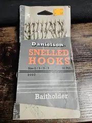 Danielson Snelled Hooks 60pcs Size 2/4/6/8 Vintage 1986