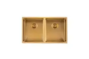 AGUZZO Stainless Steel Kitchen Sink - 820mm Double Bowl - Brushed Gold - Top/Under Mount