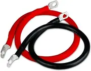 Battery Cable 6AWG 12 Inch Battery Power Inverter Cables Set with 3/8" Lugs Terminals 6Gauge x12 in (1 Black & 1 Red) for Car Marine Solar ATV Lawn Mower RV Motorcycle (6AWG, 12-Inch)