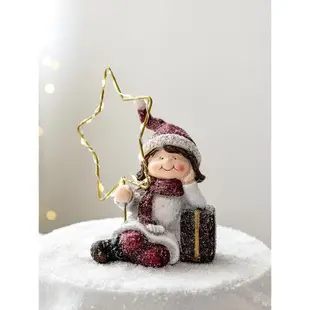 諾琪 美式鄉村樹脂娃娃公仔星星桌面擺件圣誕樹老人雪人圣誕裝飾
