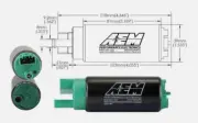 AEM Hi-Flow E-85 E85 Universal Fuel Pump Flex Fuel 50-1200