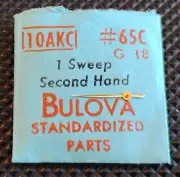 Bulova 10AKC Sweep Second Hand #65C Gold 18 watch repair part 13mm
