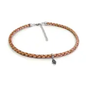 Hamsa Leather Choker Sterling Silver and 18k Gold Plated
