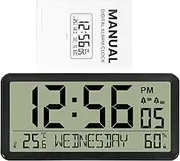 LCD Digital Alarm Clock Battery Operated Desk Electronic Small Clock with Indoor Temperature Humdity Date Backlight Snooze Function for Home Bedroom Bedside Desk-GTRH