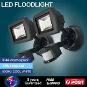 2X LED Security Light Motion Sensor Outdoor Garage Floodlight 15W IP44 5000K