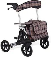 Walker,Lightweight Foldable 4 Wheel Rollator Walker Aid with Padded Waterproof Seat Lockable Brakes and Storage Bag, Adjustable Height Little Surprise