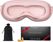 BeeVines Sleep Mask, 100% Blackout Eye Masks for Sleep, Zero Eye Pressure Sleep Mask for Women Men, Upgraded 3D Eye Mask for Side Sleepers, Ultra Soft Eye Shade Cover Includes Travel Pouch (Pink)