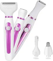 Bikini Trimmer for Women, Pubic Hair, 5-in-1 Electric Women's Razor Trimmer for Bikini Area, Armpit, Armpit, Armpit, Body, Facial Hair and Eyebrows, Eletctric Razor, Rechargeable Waterproof