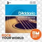 3 Pack of D'Addario EJ16 Acoustic Guitar Strings Phosphor Bronze 12-53 Light -BM
